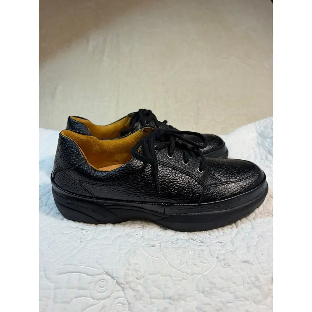 NWT Dr. Comfort Men 10.5 Black Justin Pebbled Leather Lace Up Walking Shoes